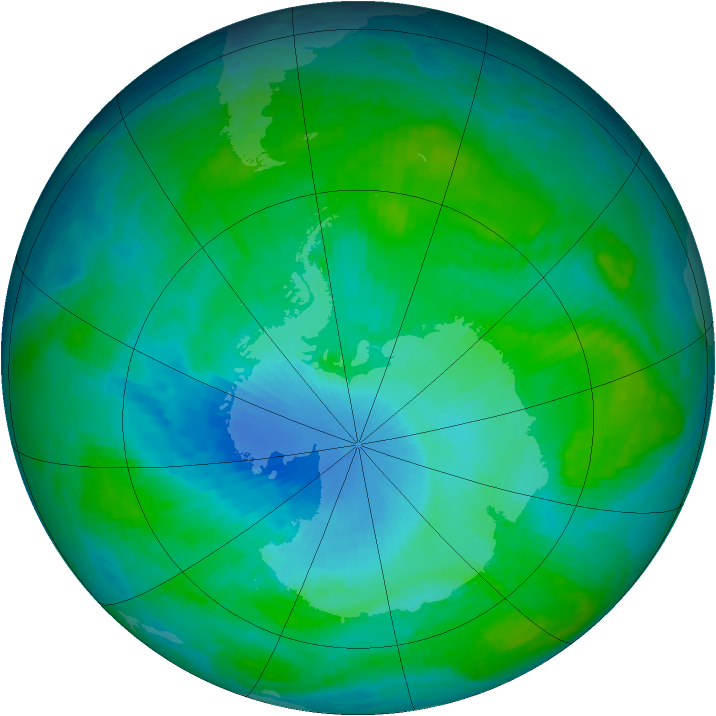 Antarctic ozone map for 21 January 2003
